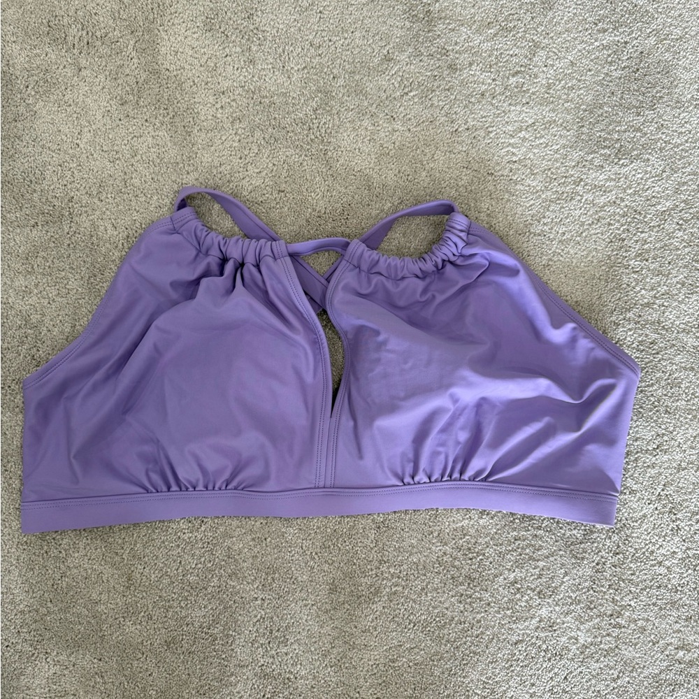 Purple Swimsuit Bikini Top Crisscross Back 3X